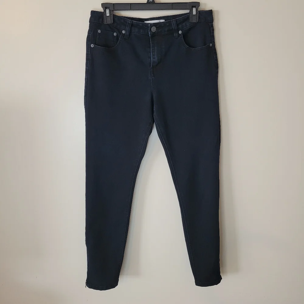 Kenneth Cole High Rise Skinny Dark Jeans With Zipper At The Ankle - Picture 1 of 9